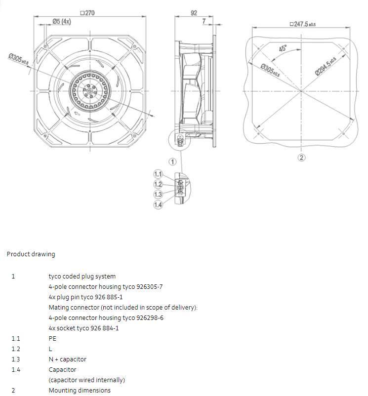  Ebmpapst K2E220-RA38-01 AC centrifugal blæser - Ra Elektronik