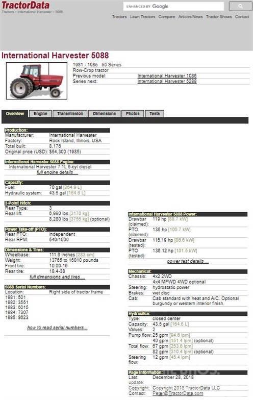 International 5088 Traktorer