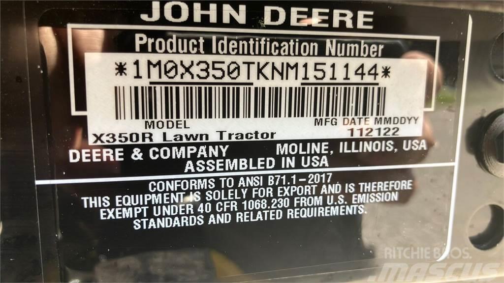 John Deere X350R Andre have & park maskiner