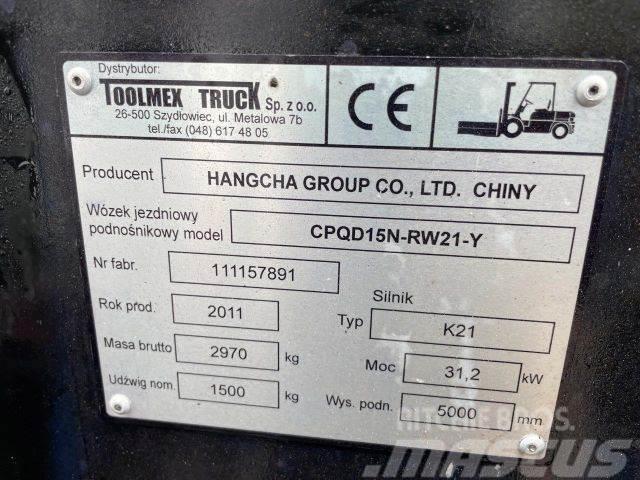 Hangcha 15N stapler,vin 891 LPG gaffeltrucks
