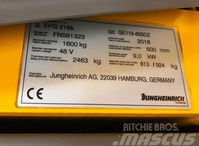 Jungheinrich EFG216k - 6 M HUBHÖHE -BATTERIE 86% -NEUWERTIG Gaffeltrucks - andre