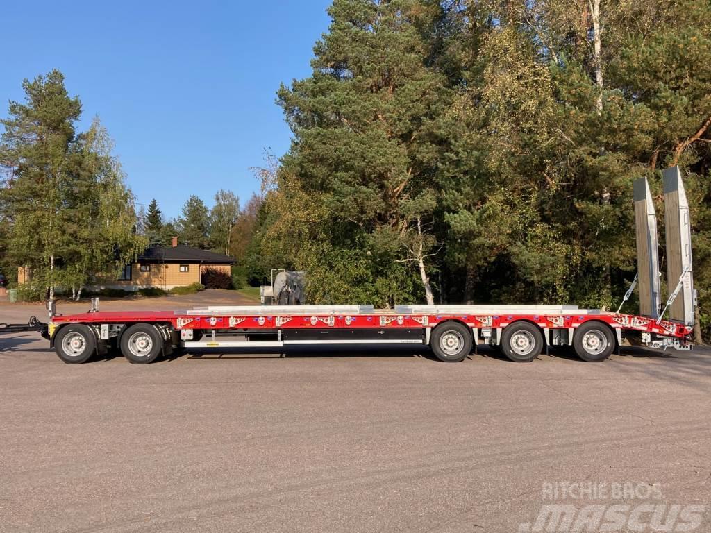 Humbaur 5-AKSELINEN + 12,2M SUORA KANSI + LEVIKKEET + HYDR Semi-trailer blokvogn